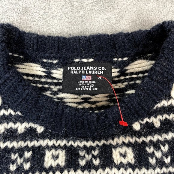 NWOT POLO JEANS CO. RALPH LAUREN Mens Wool Sweater Nordic Heavyweight Warm XL - Picture 4 of 7